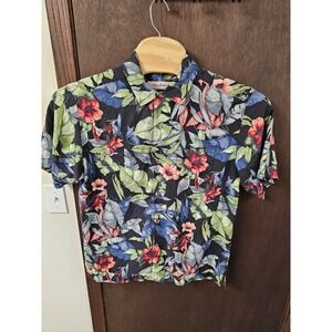 Tommy Bahama Mens Original Fit 100% Silk Hawaiian Floral Button Down Shirt M